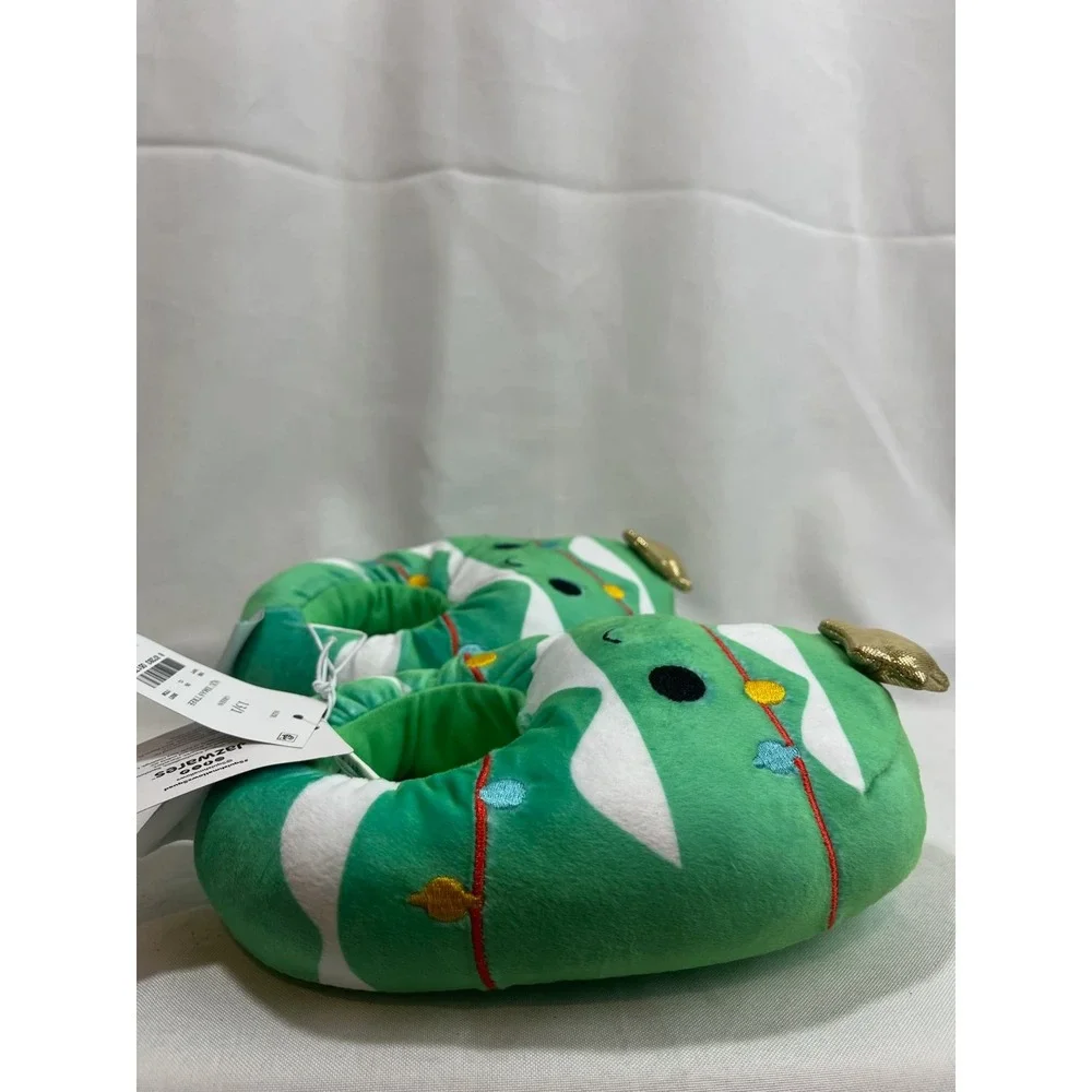 Squishmallows Christmas Tree Green Plush Slippers Kids Size 13/1 Holiday New